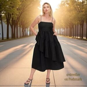 Kate Spade x Target Black Tiered Ruffle Midi Dress Women’s Size M NWT